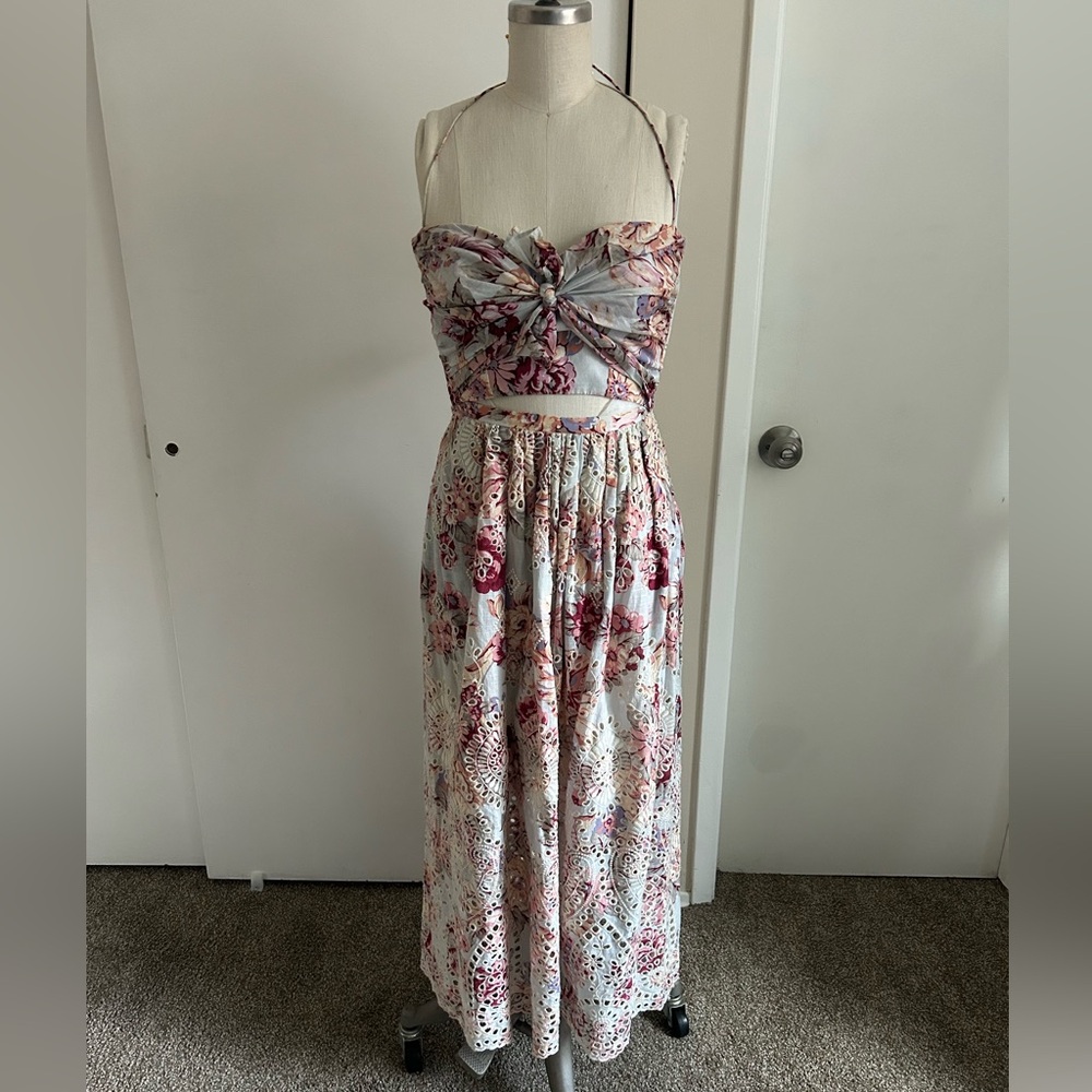 Zimmermann floral printed eyelet cotton dress size 1